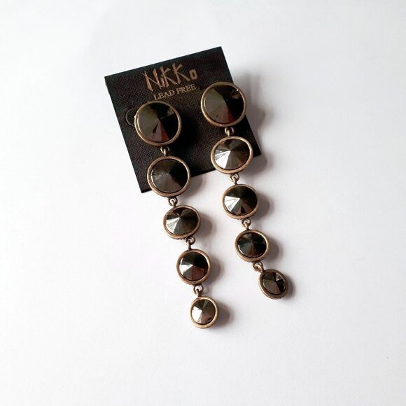 NWOT Nikko graduated cascading large to small jewelled drop earrings - Picture 1 of 4